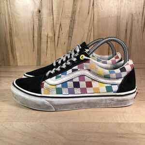 Vans Shoes Womens 8 Black Rainbow Checker Low Casual Lace Up Skater Sneakers